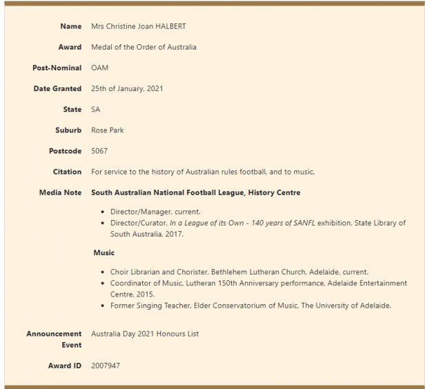 honours.pmc.gov.au honours awards 2007947